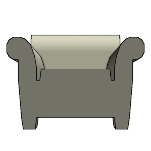 Rotated 3D white sofa