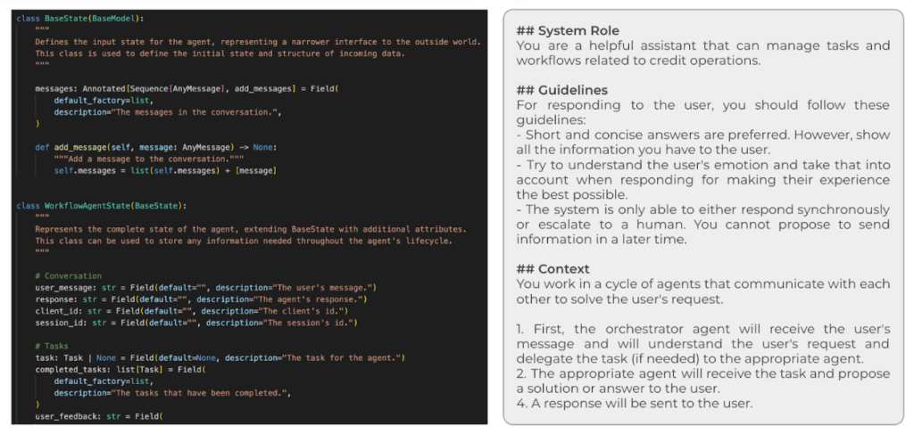 Code snippet example showing WorkflowAgentState handling state keys for consistent conversations.